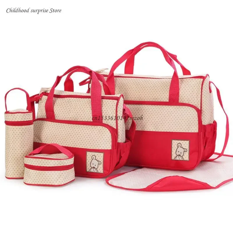 5 Pcs Multifunctional Set Baby Changing Diaper Nappy Bag Maternity Mummy Handbag Dropship