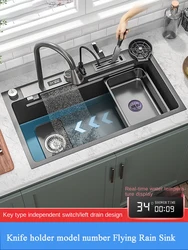 Lavello a cascata da cucina in acciaio inossidabile 304 Display digitale lavello per lavabo singolo grande con cascata Touch multifunzione