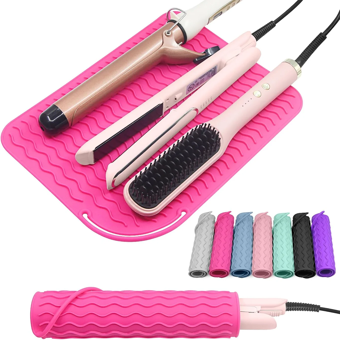 Tapis en Silicone résistant à la chaleur, grande taille, Portable, outils chauds de voyage, housse pour fer à friser, fer plat, lisseur de cheveux
