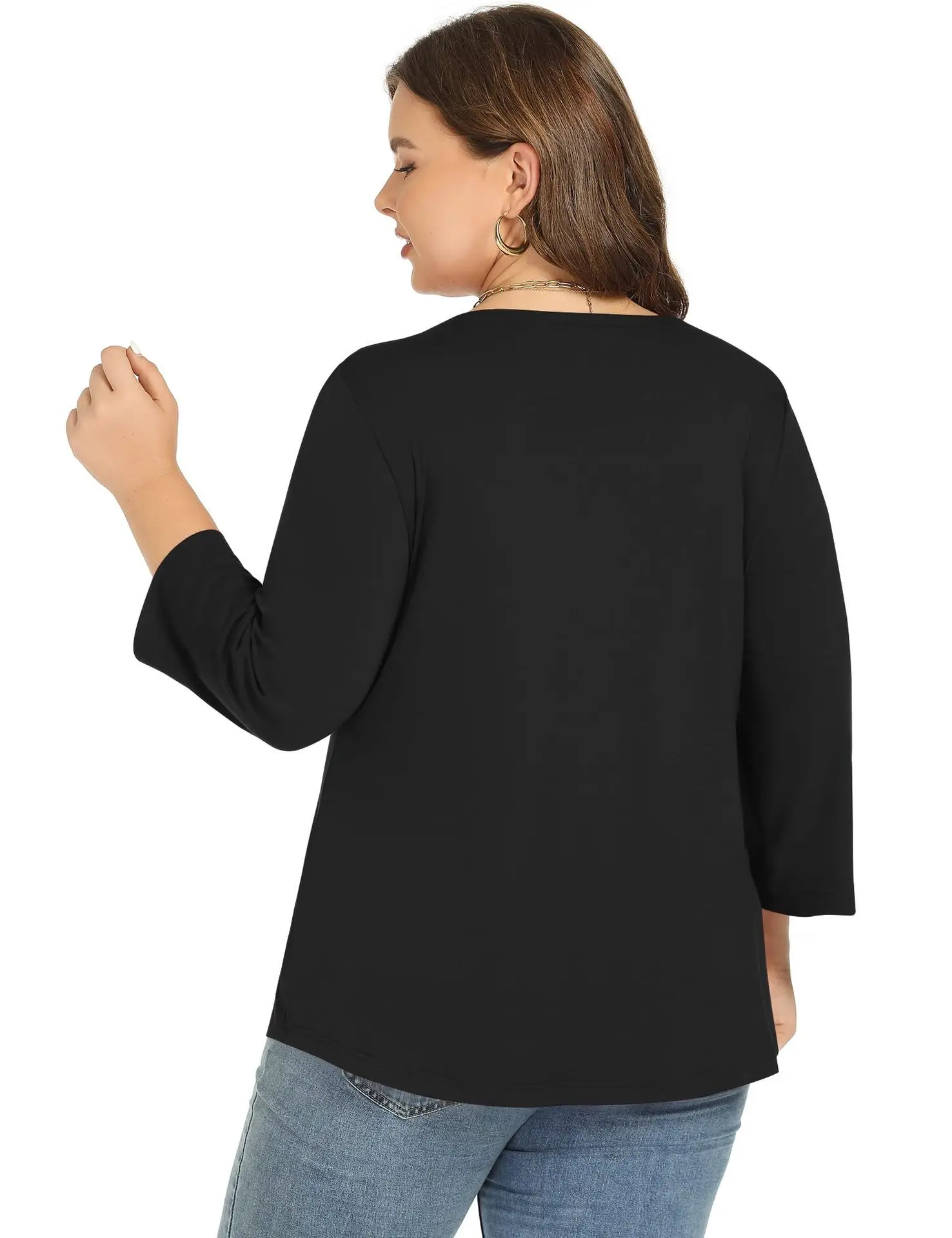 حجم كبير فضفاض بلون تي شيرت السيدات بلوزة الموضة النسائية 2025 تي شيرت #4