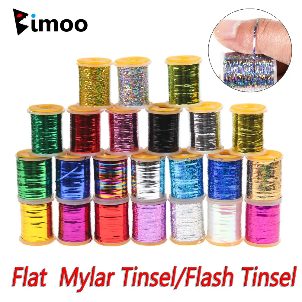 Bimoo 0.3mm /1mm wiązanie muchowe płaski Mylar świecidełko holograficzne świecidełko błyskowe suche mokre nimfa Streamer wędkarstwo na pstrągi materiał do wiązania much