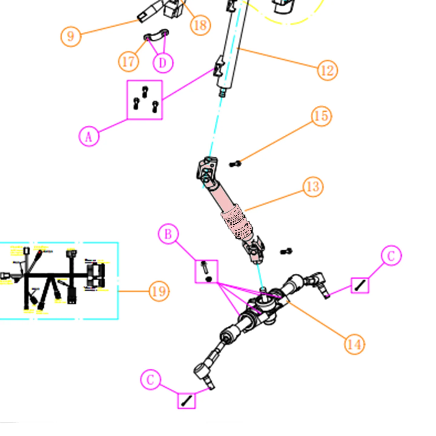 

Golf Cart Parts Universal Joint Assembly for Lvtong Golf Cart 3.206.02.000029 3.206.02.000023