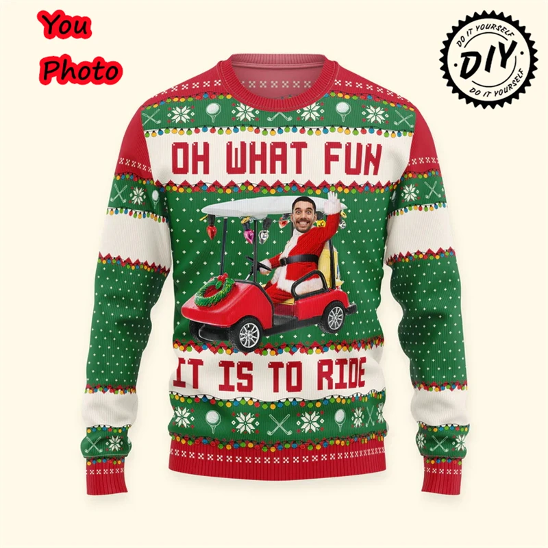 

Funny Custom Photo 3D Print Ugly Christmas Sweater For Men Women Clothes Customize Face Diy Image Sweatshirt Gift Tops Sweaters