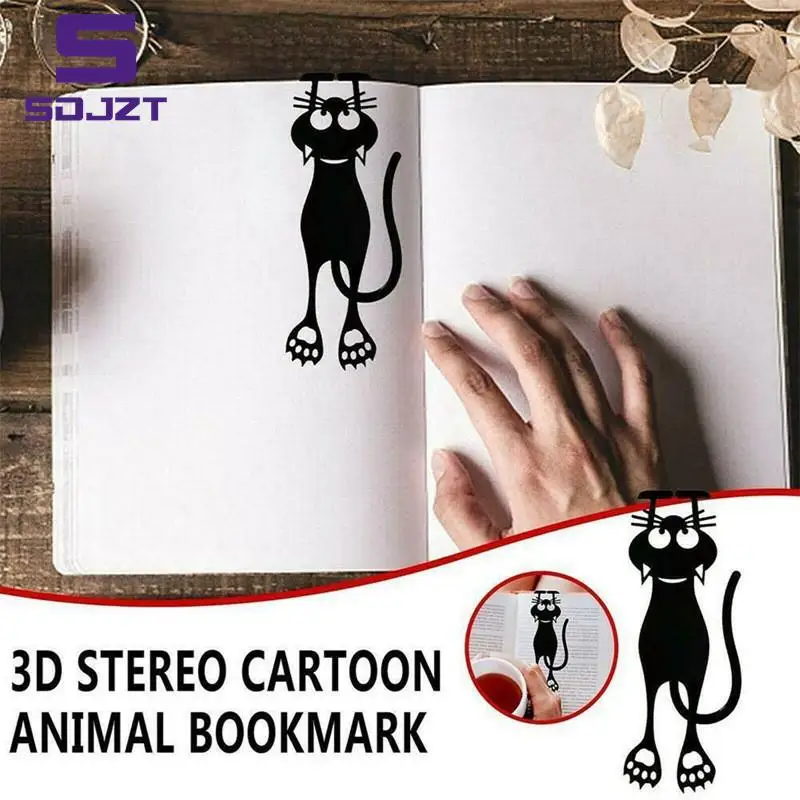 New black cat bookmark 3D plastic stereo cute cat bookmark student cartoon animal bookmark