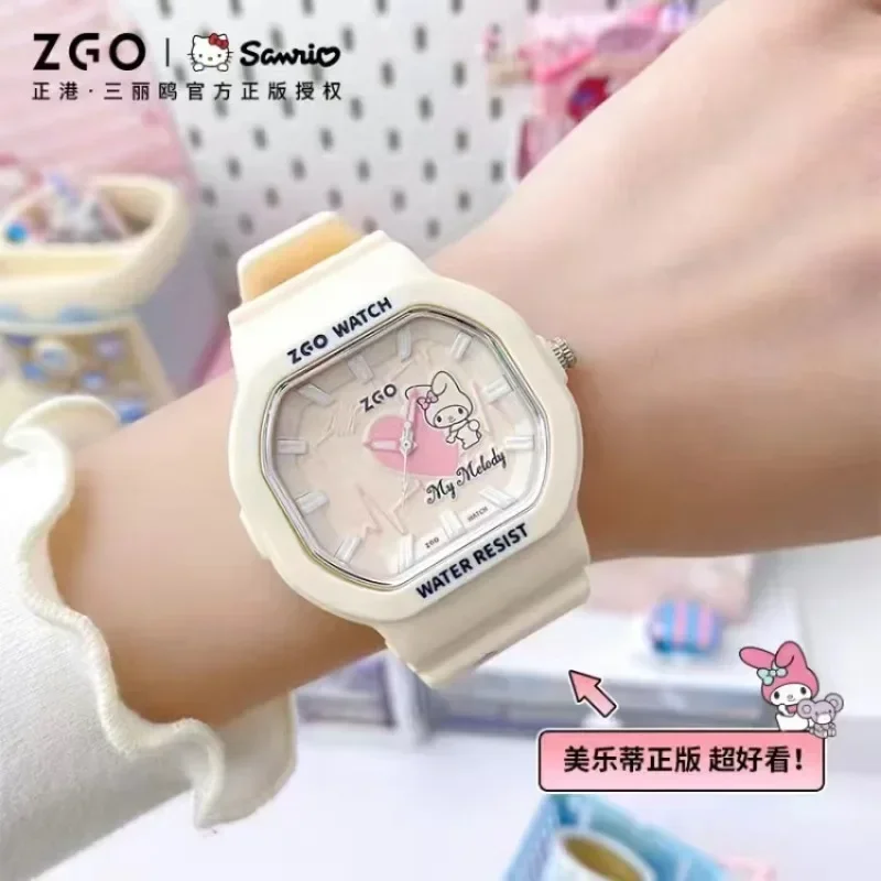 ZGO Sanrio Series Melody&Kuromi Waterproof Luminous Watch Ins Student Decoration Watches Birthday Gifts