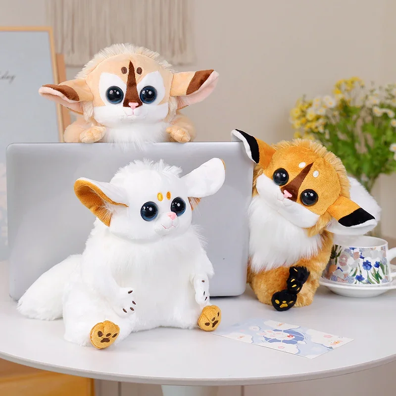 22cm Eulemur Fox Like Real Wild Animal Doll Plush Toy Sitting Grey Yellow White Brown Plushie Birthday Present