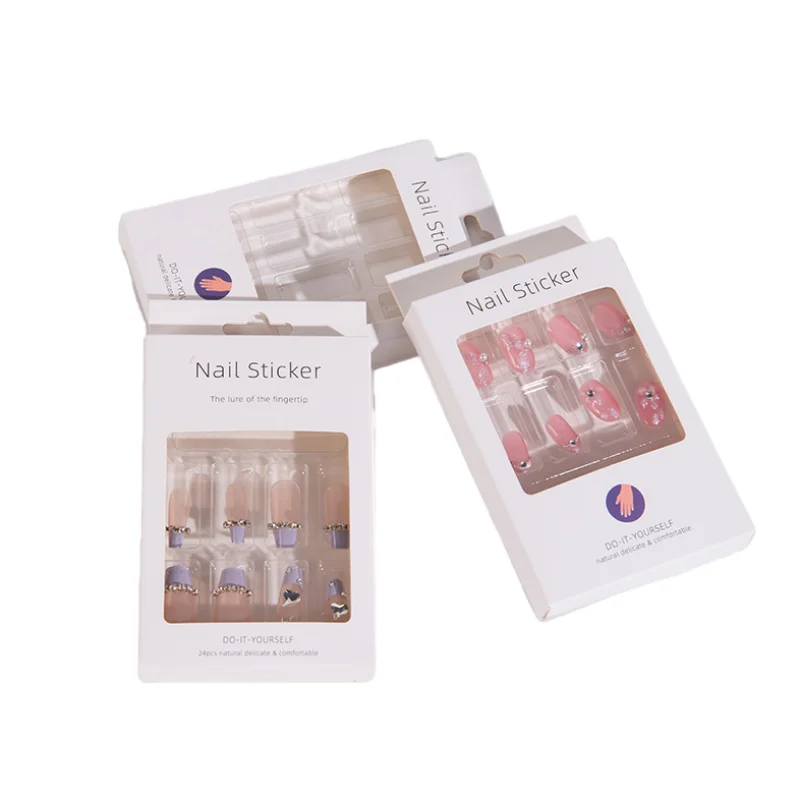 10pcs Clear Window Nail Packaging Boxes for Press On Nails with Plastic Inner Tray For Store DIY On Nails Display