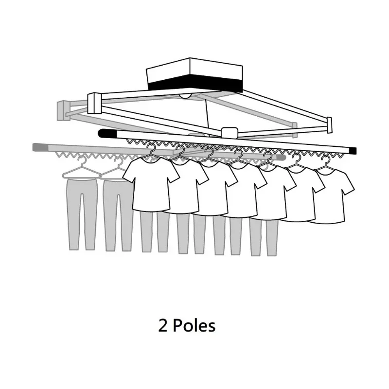 Smart remote control 220V motorized drying hanger 2-pole ceiling clothes lift up and down