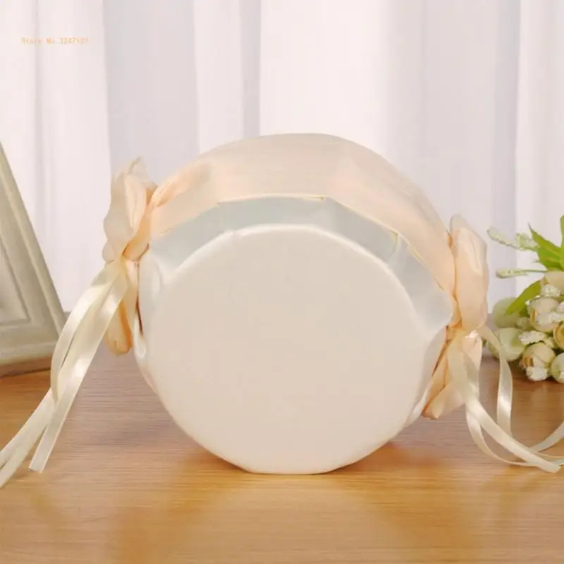 Flower Girl Basket for Wedding Small Wrapped Champagne Color Bows Decor Dropship
