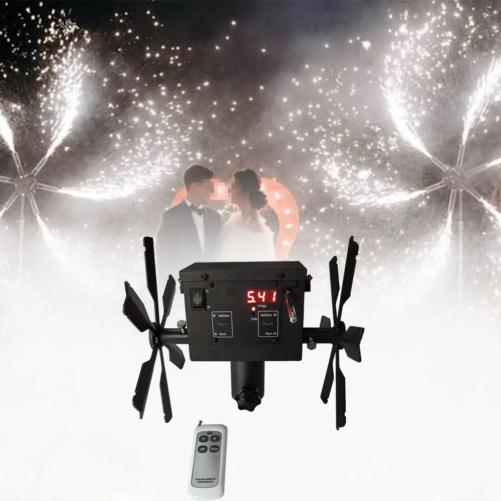 

Double wheel single wheel rotating remote control spinning cold spark wedding stage effect machine