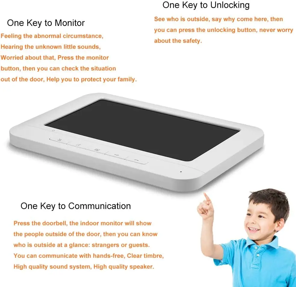 SmartYIBA Video Doorbell For Private House Video Door Phone Interphone 1 to 2 Monitors Kits Option 7" Color Screen Home Intercom