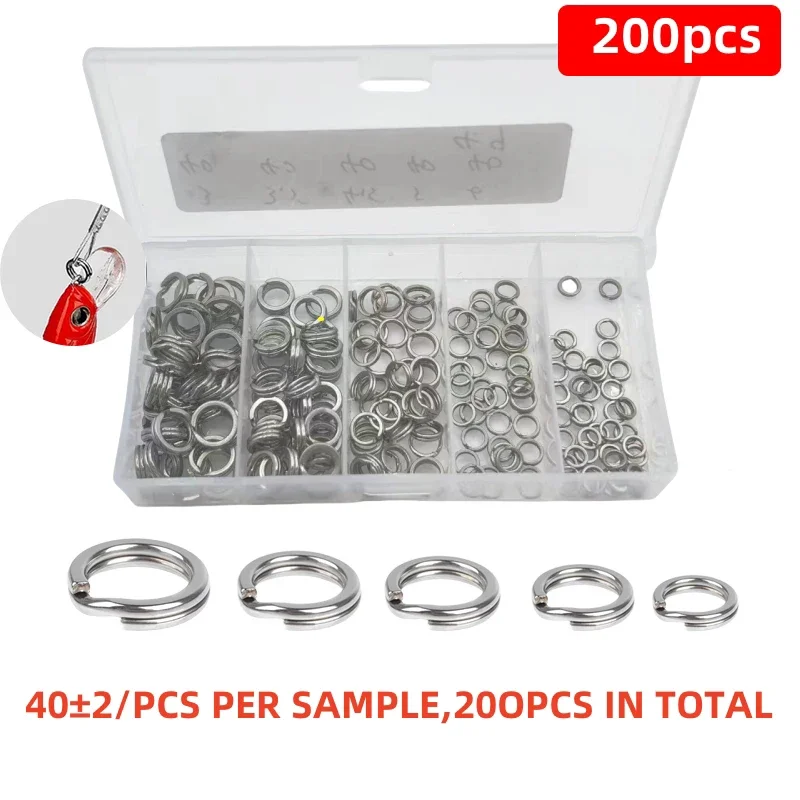 200 pieces 304 stainless steel double circle swivel fish hook connector