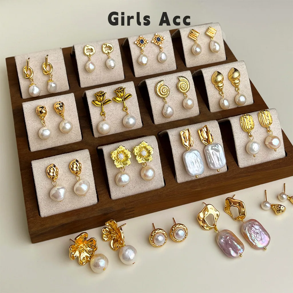 2025 Hot Sale Handmade French Luxury Baroque Pearl Earrings Natural Freshwater Pearls Elegant Vintage Earrings for Women
