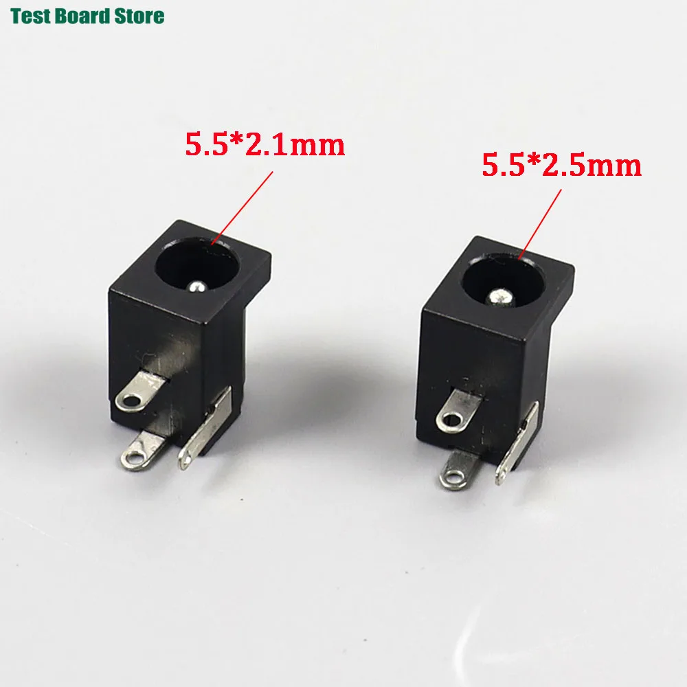 

10pcs 5.5x2.1 5.5x2.5 mm DC-005 Black DC Power Jack Socket DC Connectors Supply Barrel-Type Right Angle PCB Mount Terminal