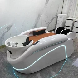 Smart Electric Shampoo Chairs Barber Shop Head Spa Multifunction Massage Shampoo Bed Comfort Salon Furniture Silla Champu FYSB