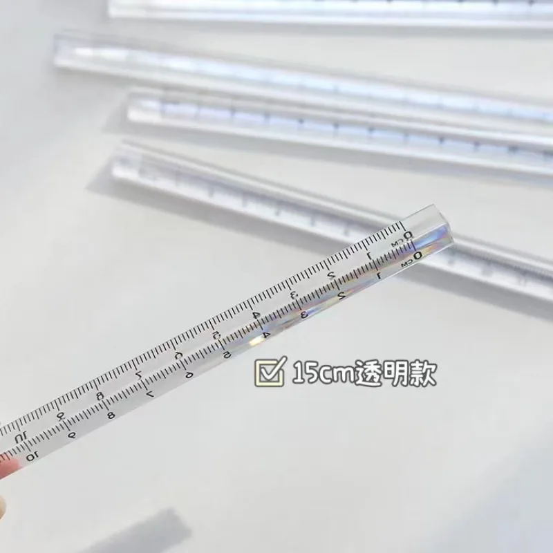 15cm/20cm Simple Transparent Triangular Straight Ruler Kawaii Tools Stationery Cartoon Drawing Gift Office School Measuring