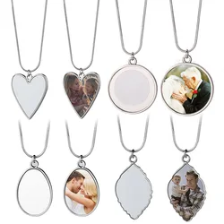 10pcs Sublimation Blank Heart Pendant Necklace Heat Transfer Print Blank Charm Necklace for Creative Women Men Jewelry Gift