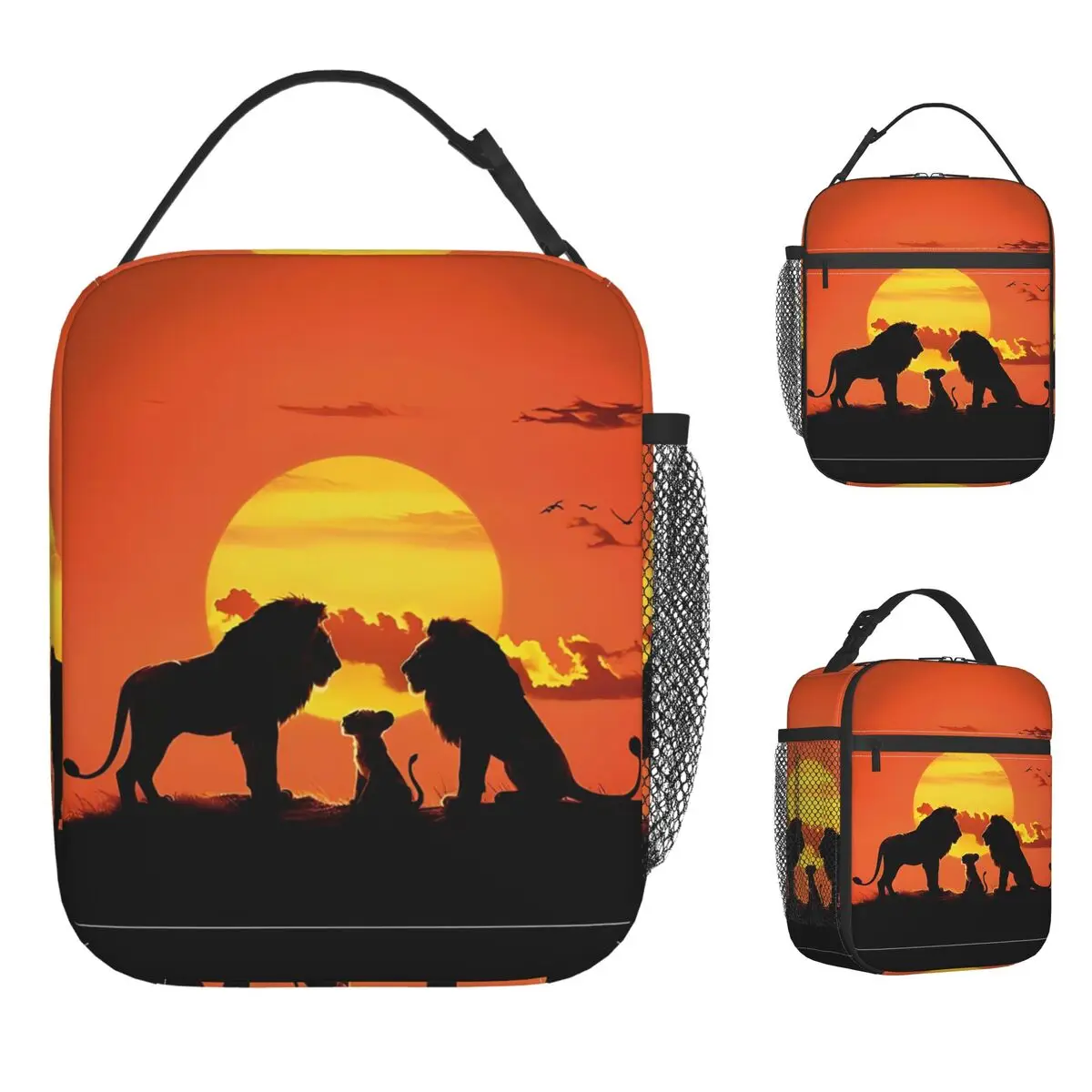 

Изолированная сумка для обеда «Король Лев», портативная многоразовая сумка-холодильник с изображением африканских животных, сумка-тоут, ланч-бокс, сумка для еды для пляжного пикника