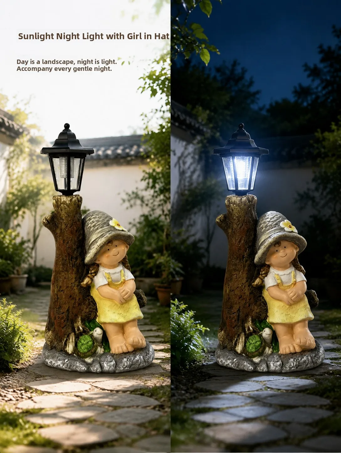 Healing Solar Girl Log Lamp Outdoor Courtyard Garden Cute Decorative Ornaments French Country Style Balcony Lighting Accessories - view 5