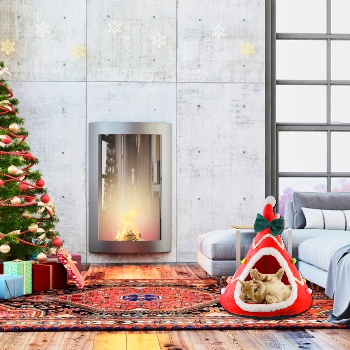 

Christmas Cat Bed Pet Natural Healthy Decor Cat Nest Dog Kennel Xmas Pet Bed Christmas Decor