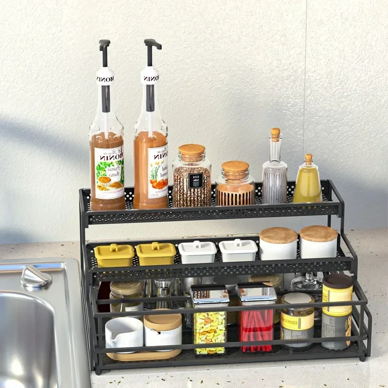 

Racks Steel Storage Shelf Spice Jar Drawer Organizer Kitchen Spice Organizer Rack for Cabinet