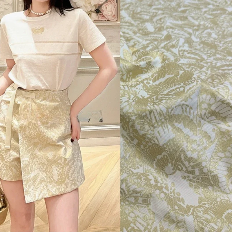 New Chinese Style Elegant Butterfly Three-dimensional Color Woven Jacquard Clothing Fabric Woven Brocade Dress Cheongsam Fabric