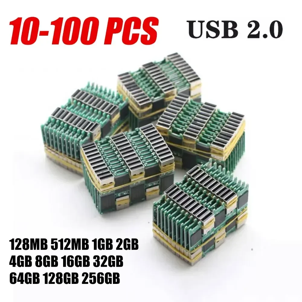 10-100pcs Usb 128GB 2.0 Semi-finished Chip USB 2. 0 Flash Drive Pendrive 2GB 4GB 8GB 16GB 32GB 64GB memory sticks flash U Disk