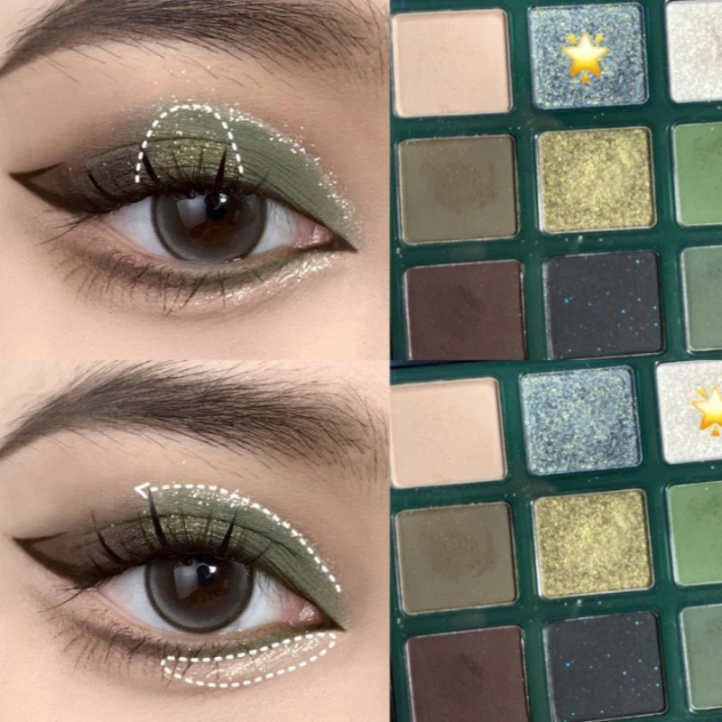 9 色オリーブグリーンアイシャドウパレットパンクスモーキースタイル真珠光沢のあるシマーマットアイシャドウパウダーメイクアップパレットアイ化粧品