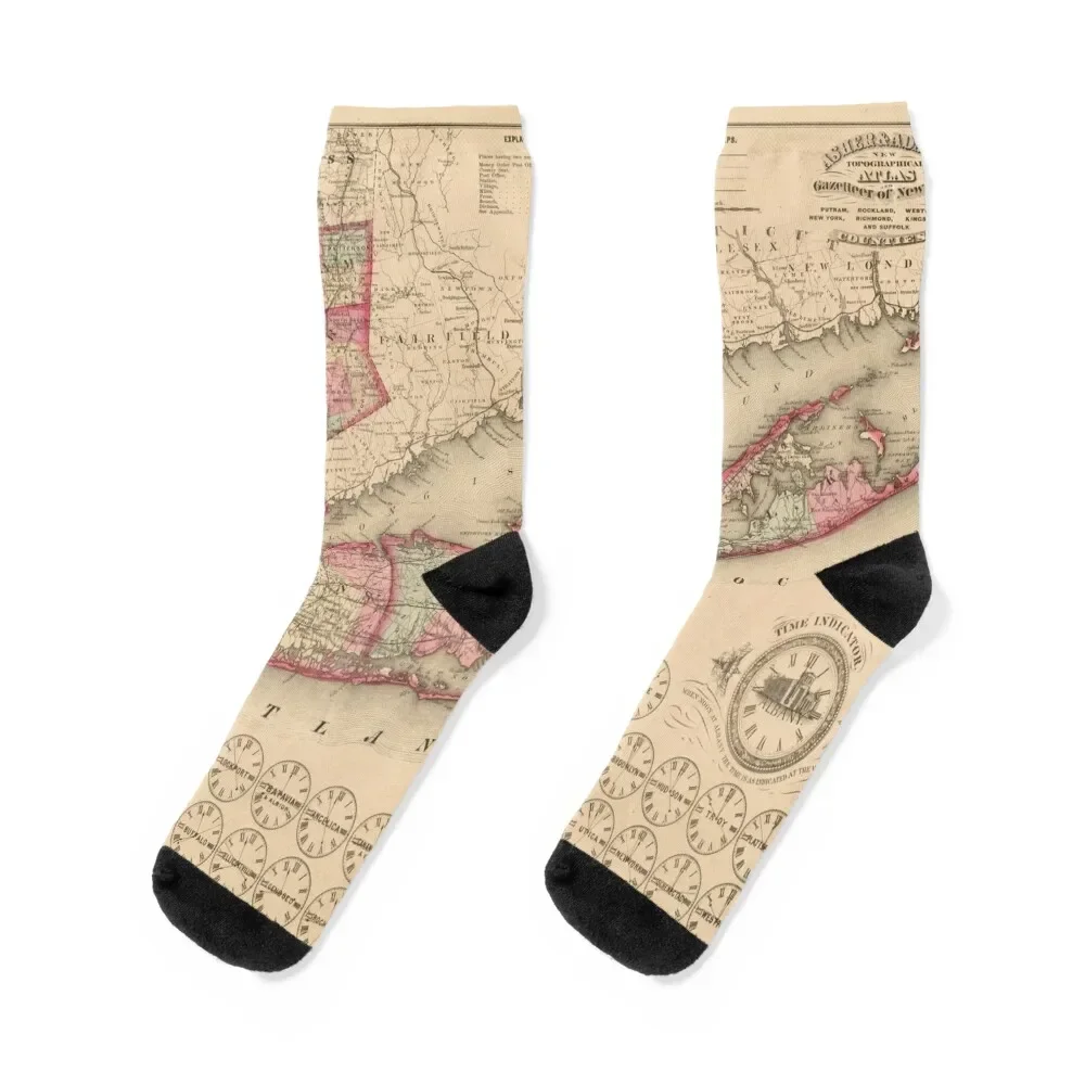 

Vintage Long Island NY Map (1870) Socks funny sock winter gifts heated Socks Men Women's