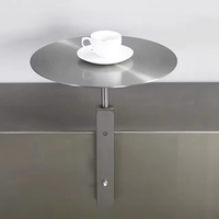 Stainless Steel Coffee Wall Table, Milk Tea Shop Wall Mounted Round Table, Industrial Wall Seat Table, Small Cafe Table