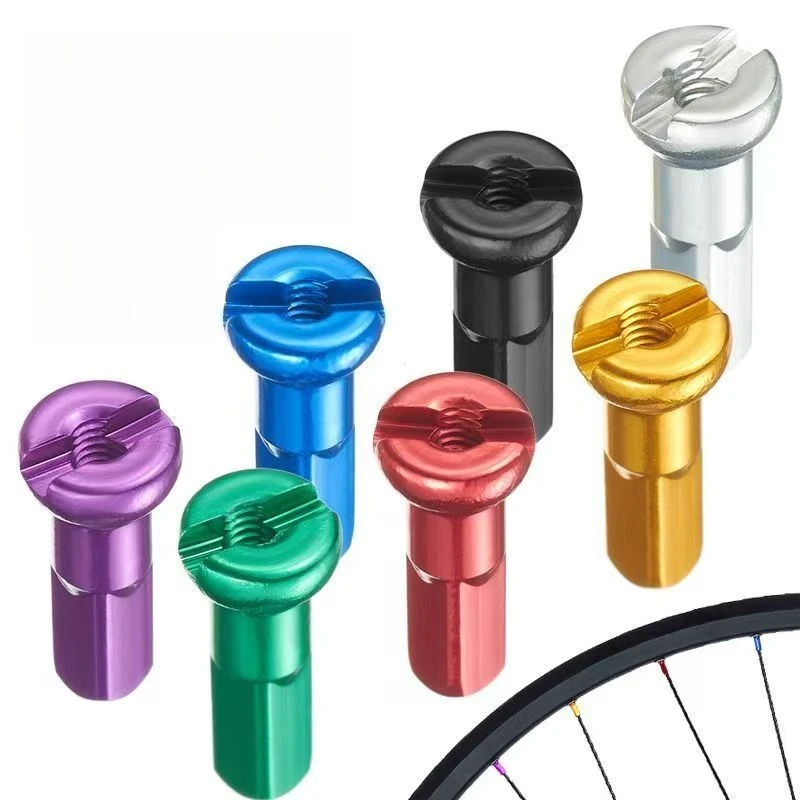 T Lightweight colored aluminum alloy spoke nipples for cycling mountain bikes and folding bikes, wheel set spoke nipples 14G/2mm