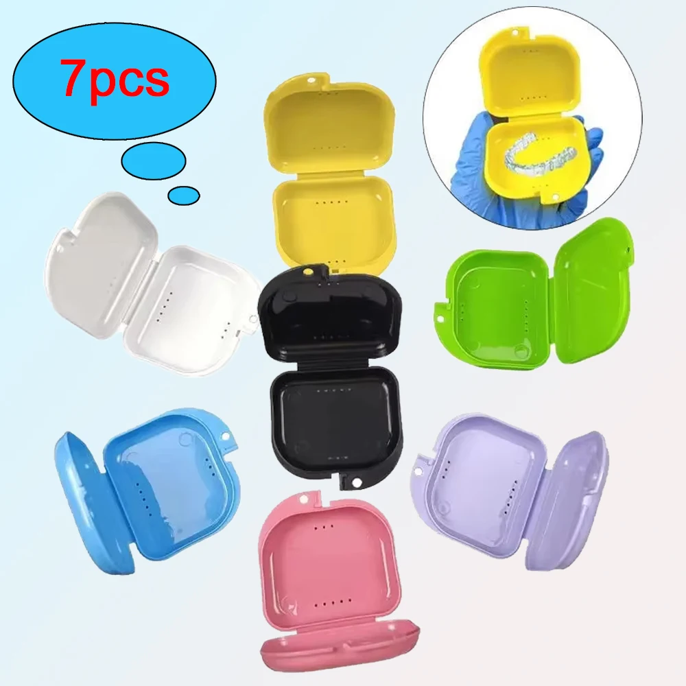 

7pcs Portable Denture Storage Box Mouth Guard Container Supplies Tray Braces Case Health Care Oral Hygiene Dental Appliance