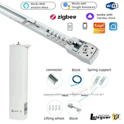 Tuya WIFI Zigbee Smart Home Electric Curtain Support Alexa Google Voice Remote Motor Customization Track Size