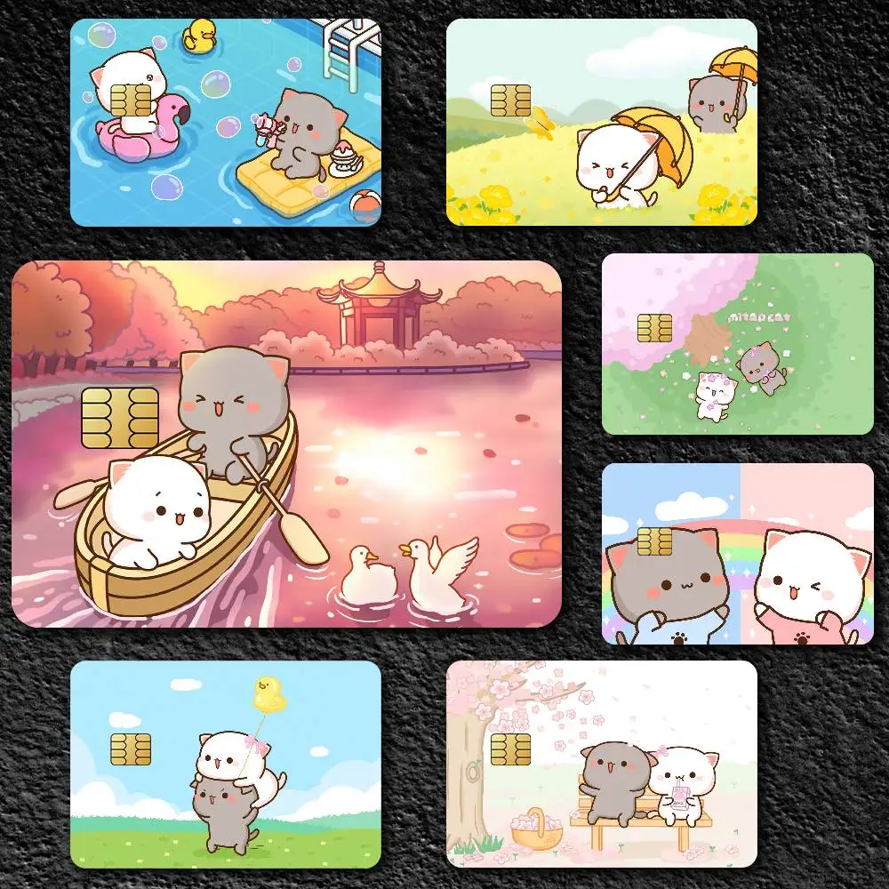 Cute P-Peach and Goma Credit Card Skin Stickers for Bank Card Bus Metro Card Sticker Waterproof Gift