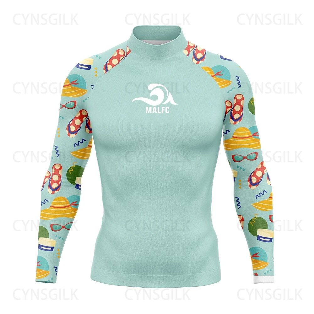 MALFC Rash guard for men Surfing Clothes Swimsuit Rashguard Surf Wear UPF 50 Water Sport Long Sleeve T-shirt Swimwear snorkeling