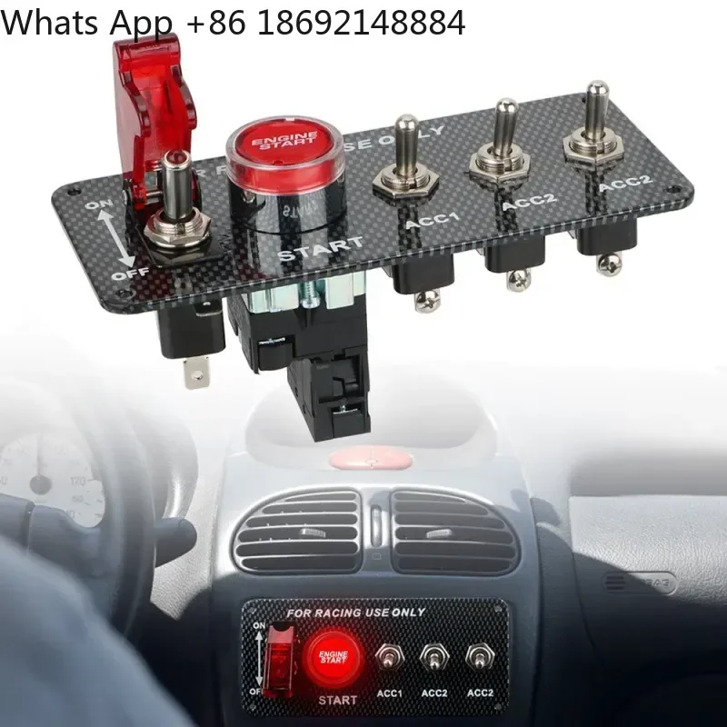 12V Racing LED Ignition Switch Panel Engine Start Button Universal for Boats Cars and Yachts