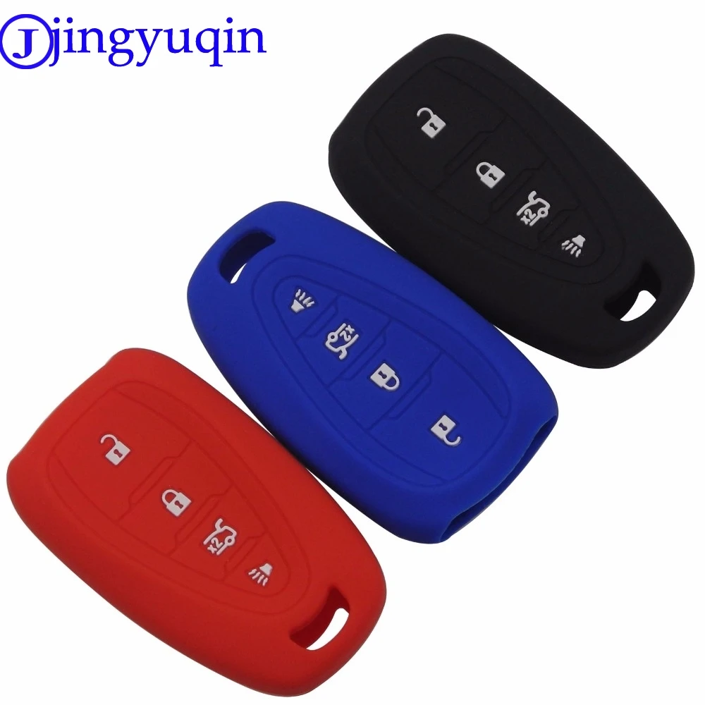 jingyuqin 10ps For Chevrolet Tracker Cruze Remote 4 Buttons Silicone Car Key Fob Cover Case Hood Holder Protect Set Shell Skin