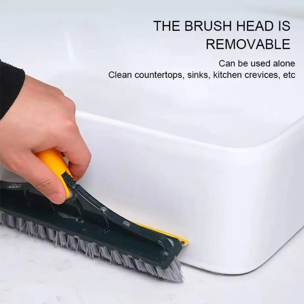 Multifunctional 3 In 1 Floor Scrub Brush Removable Wiper Rotating Windows Squeegee Long Handle Crevice Brush Bathroom Cleaning