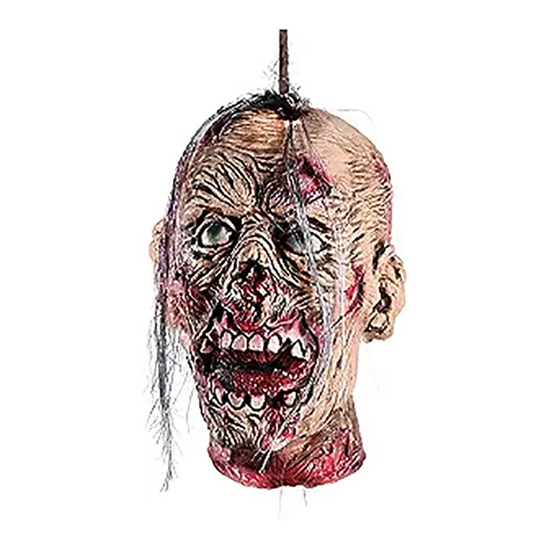 

Halloween Decoration Props Scary Hanging Severed Bloody Latex Zombie Head for Haunted House Halloween Party Yard Bar Decoration