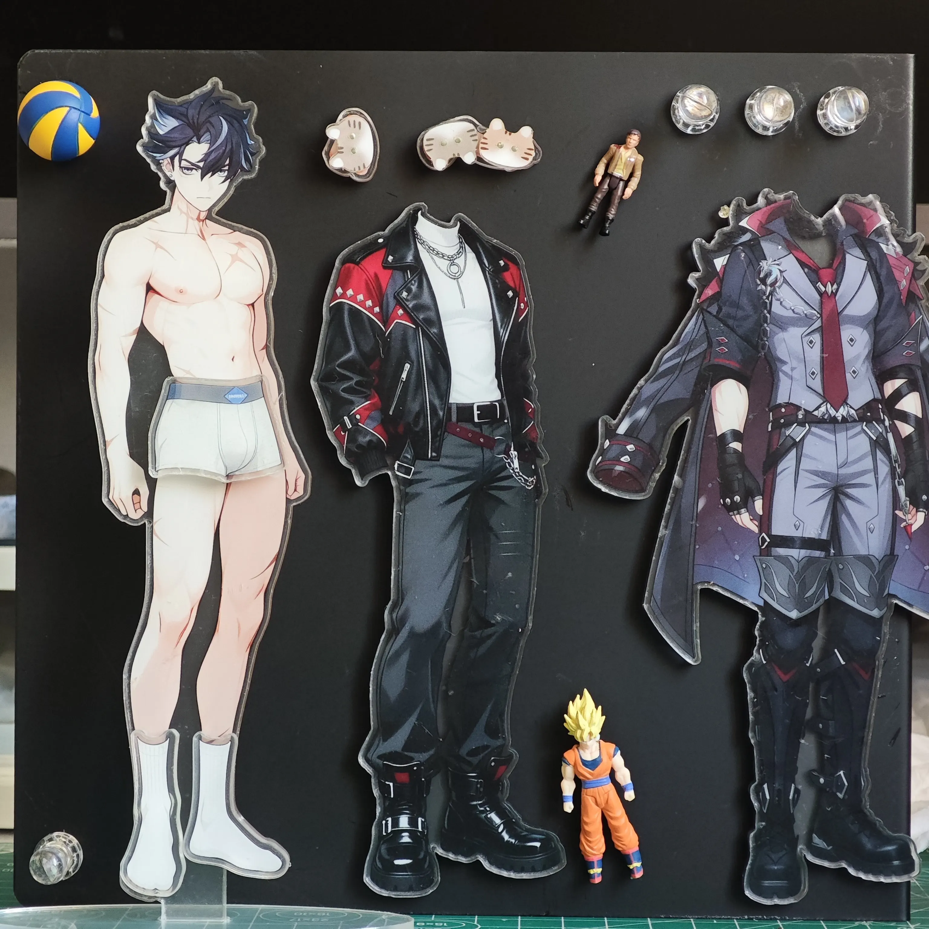Anime Genshin Impact Wriothesley Figure Magnetic Attraction Outfit Change Acrylic Stand Model Plate Desk Decor Standing Sign