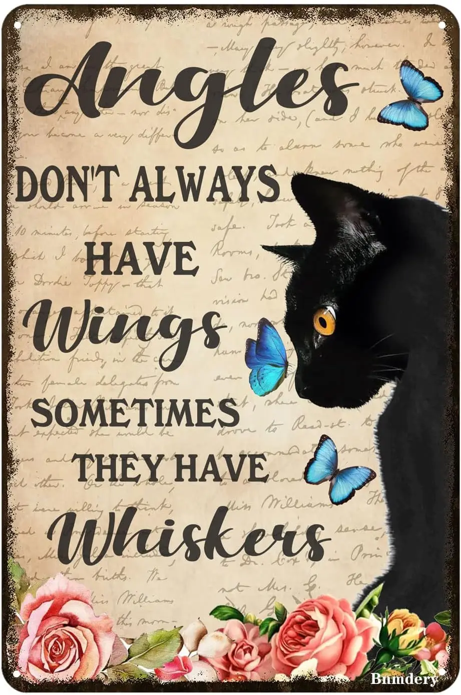 Metal Sign Angels Don't Always Have Wings Sometimes They Have Whiskers Vintage Decoration Art Sign Home Kitchen Bar Cafe