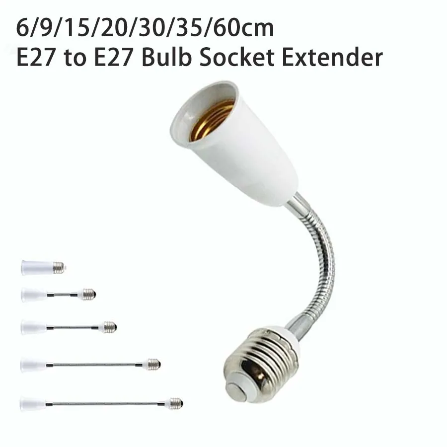 

6/9/15/20/30/35/60cm Flexible E27 to E27 Bulb Socket Extender E27 Lamp Rotating Base Lamp Holder 110V 220V Extension Converter