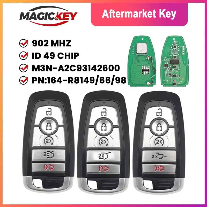 

MAGICKEY M3N-A2C93142600 902MHz ID49 Chip Car Remote car Key For Ford Edge Fusion Expedition Explorer Mustang F Series 2017-2020