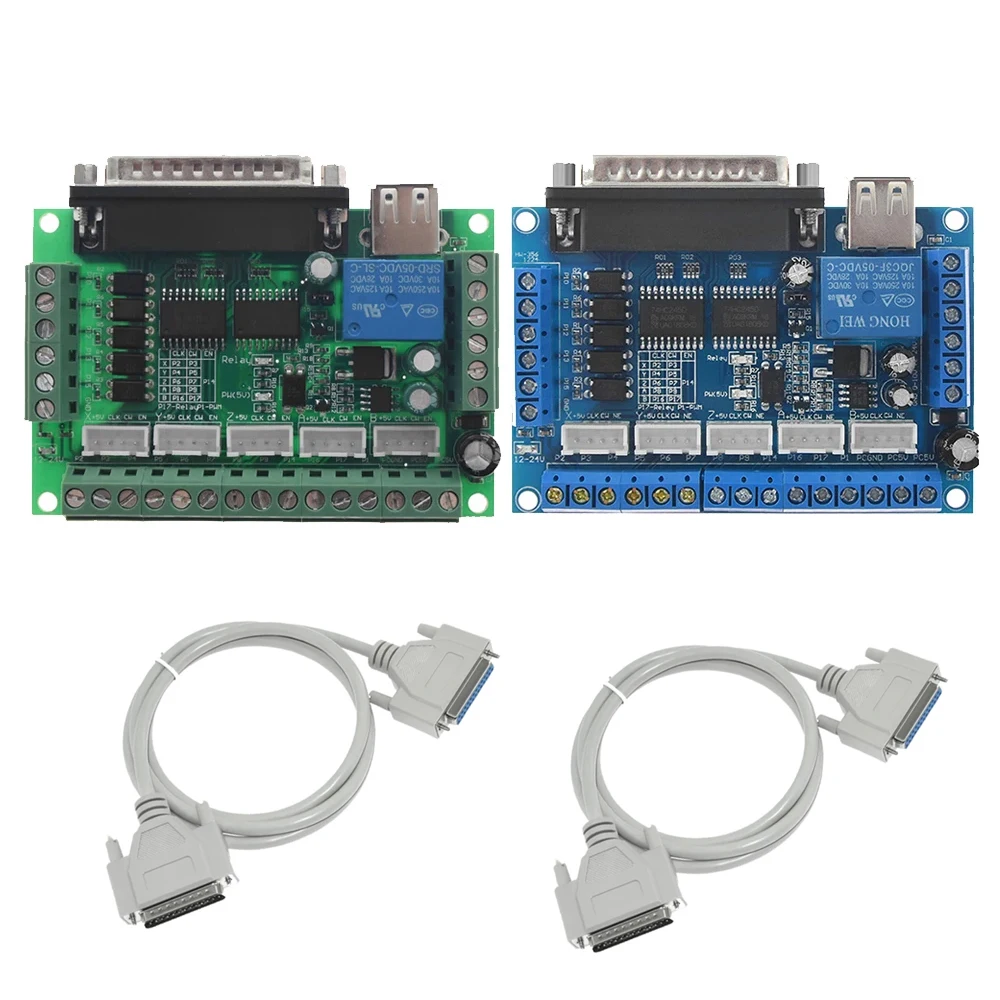 5 Axis MACH3 CNC Breakout Board with USB Cable DB25 Parallel Cable MACH3 Parallel Port Control for Stepper Motor Driver TB6600