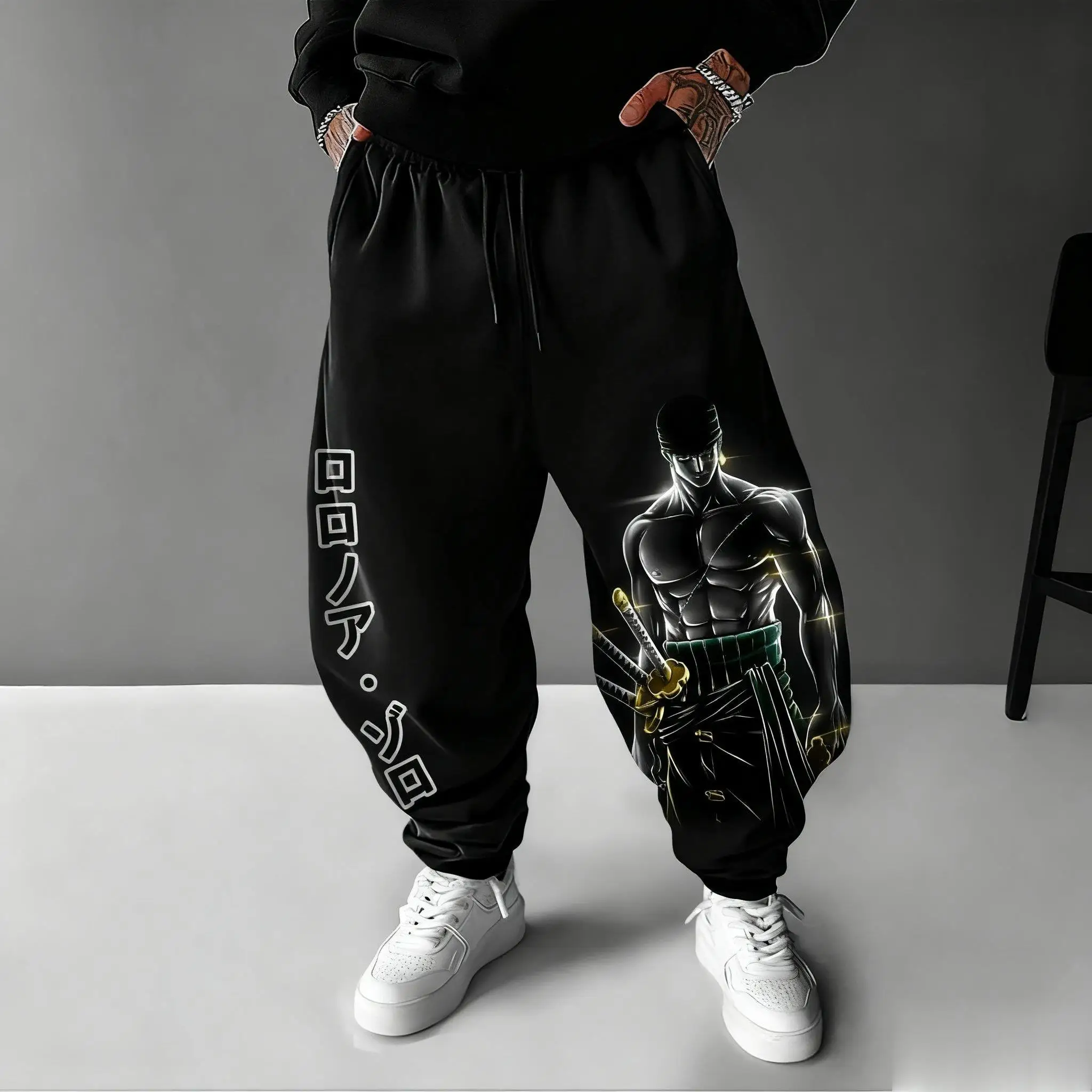

New Autumn Trendy One Piece Zoro Anime Sweatpants Men Women Japanese Cartoon Print Jogger Pants Casual Streetwear Trousers