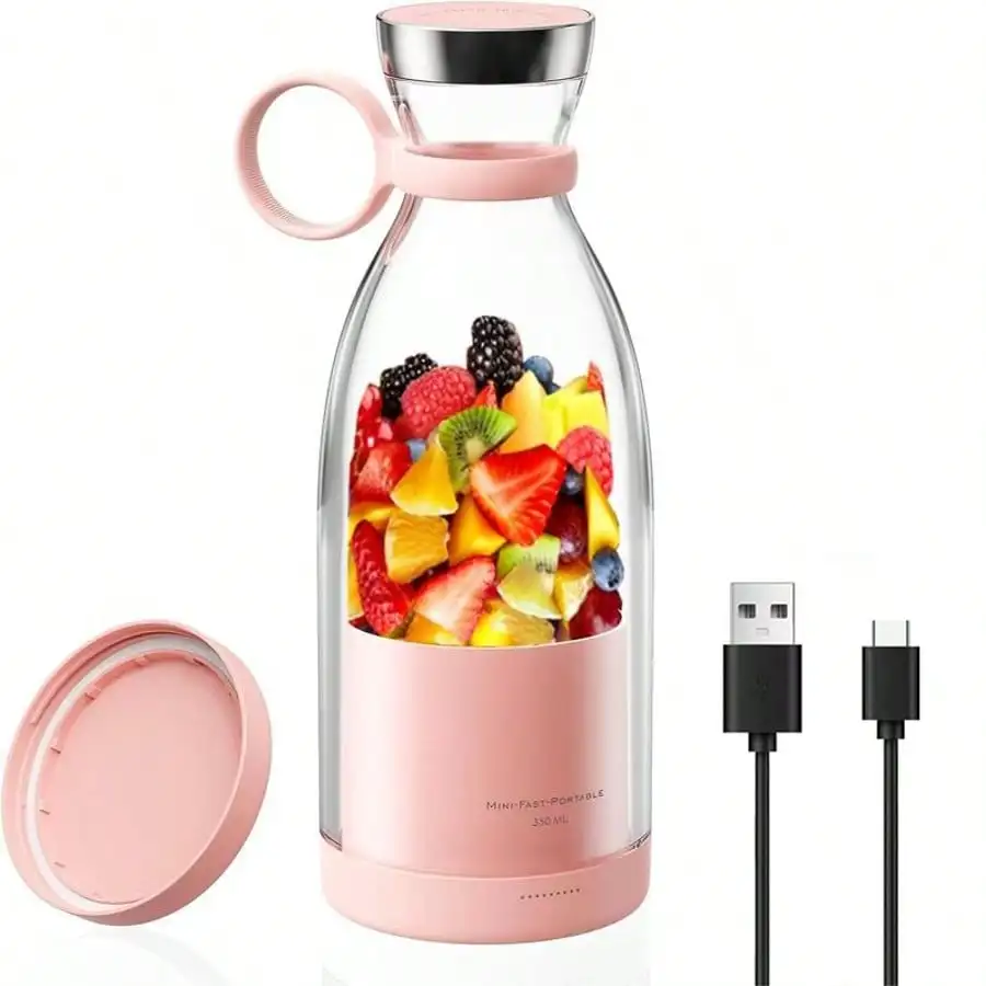 

Портативный блендер, модный портативный блендер для коктейлей и смузи, 11,8 унций, мини-бутылка-миксер с быстрой зарядкой через USB, можно взять с собой в дорогу.