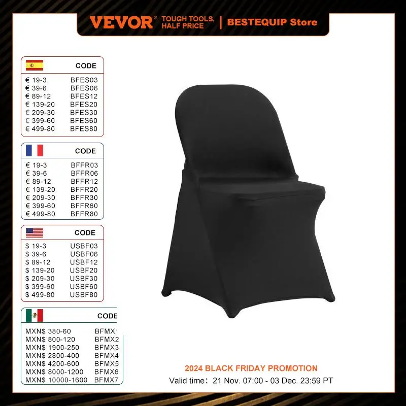 VEVOR 30/50/100pcs Stretch Spandex Folding Chair Covers Universal Fitted Chair Cover Removable Washable Protective Slipcovers