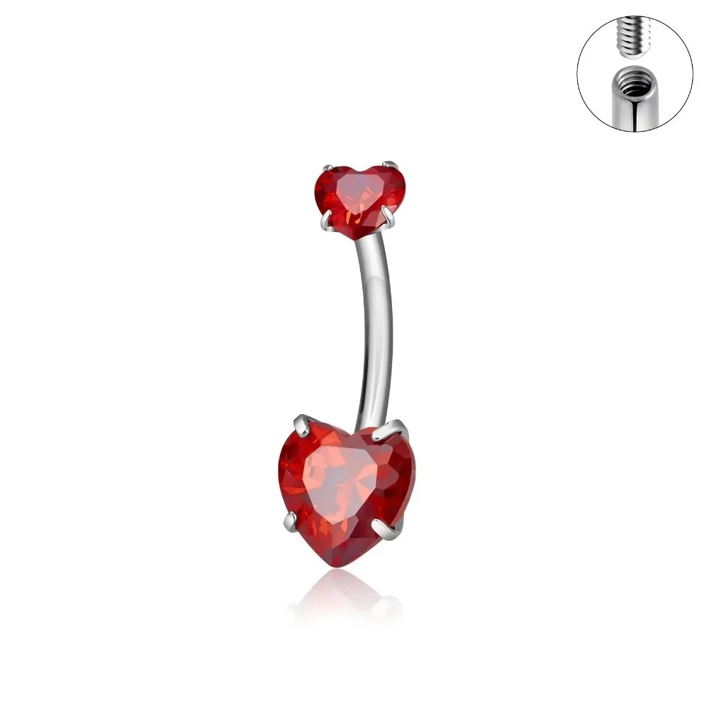 Fashion Internal Thread Belly Button Rings Stainless Steel Crystal Belly Piercing Heart Silver Body Jewelry Women
