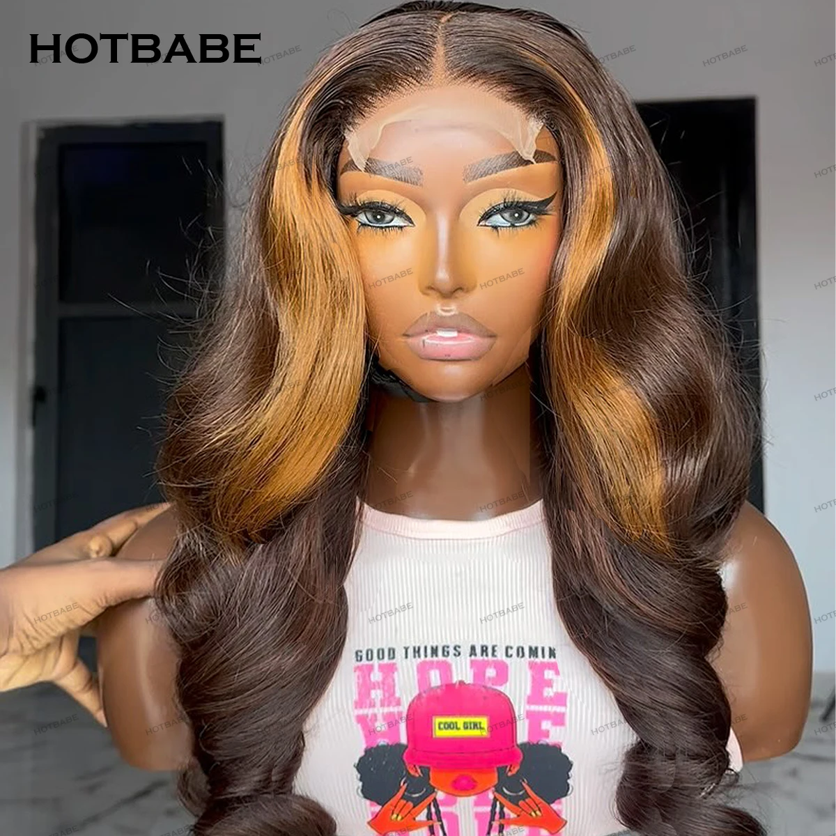 Glueless Wigs 1B/27 Color Body Wave Highlight Human Hair Brazilian Remy Wear And Go 360/13×6 HD Transparent Lace Wigs human hair