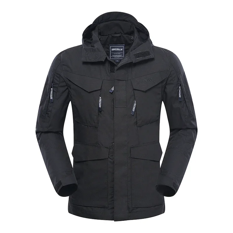OEMM65 Tactical trench coat camouflage American hooded khaki jacket multi-pocket outdoor training